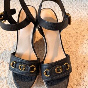 Guess Black Wedges with Gold Details